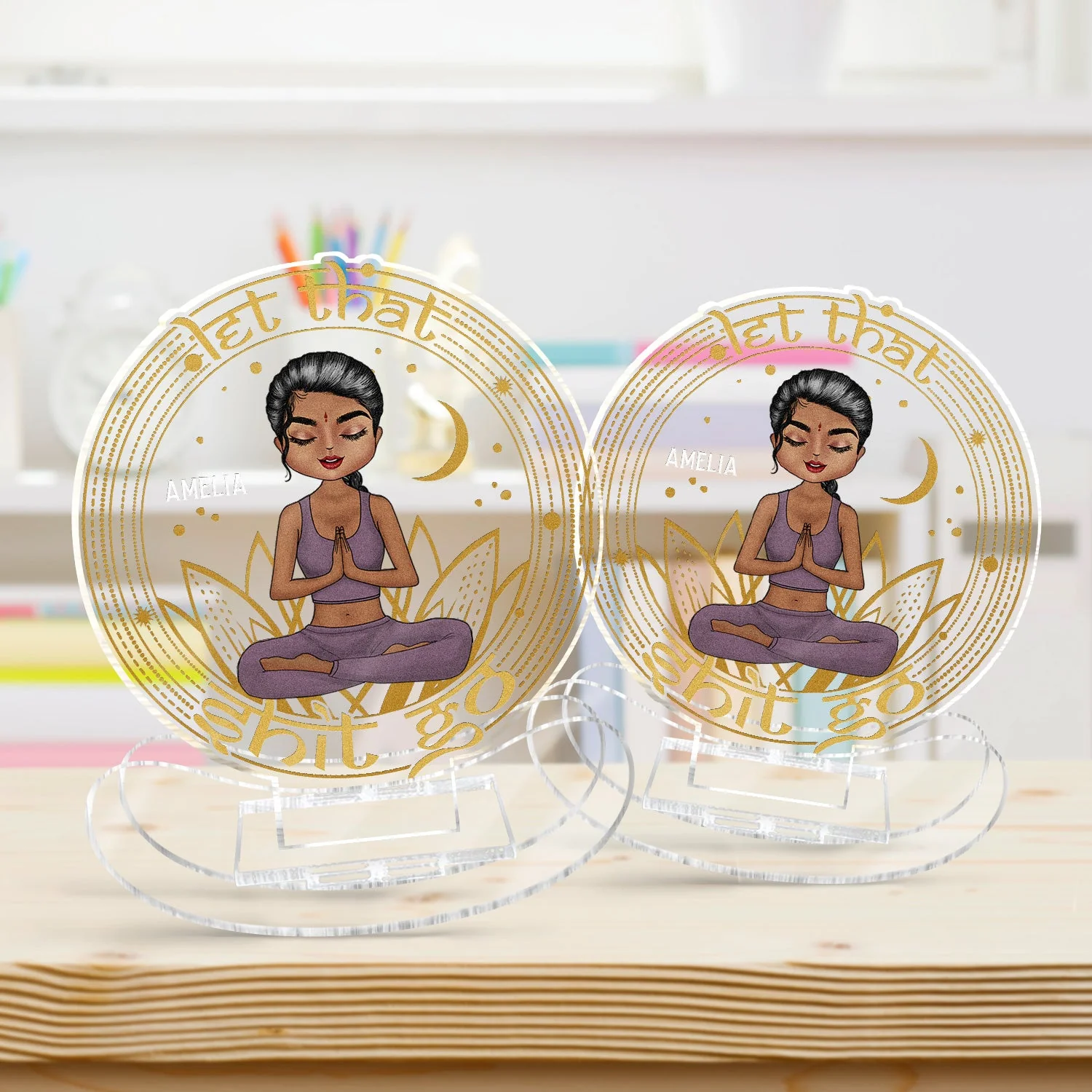 Let That Go - Birthday, Loving Gift For Yourself, Women, Yoga Lovers - Personalized Acrylic Shaking Stand - Image 3