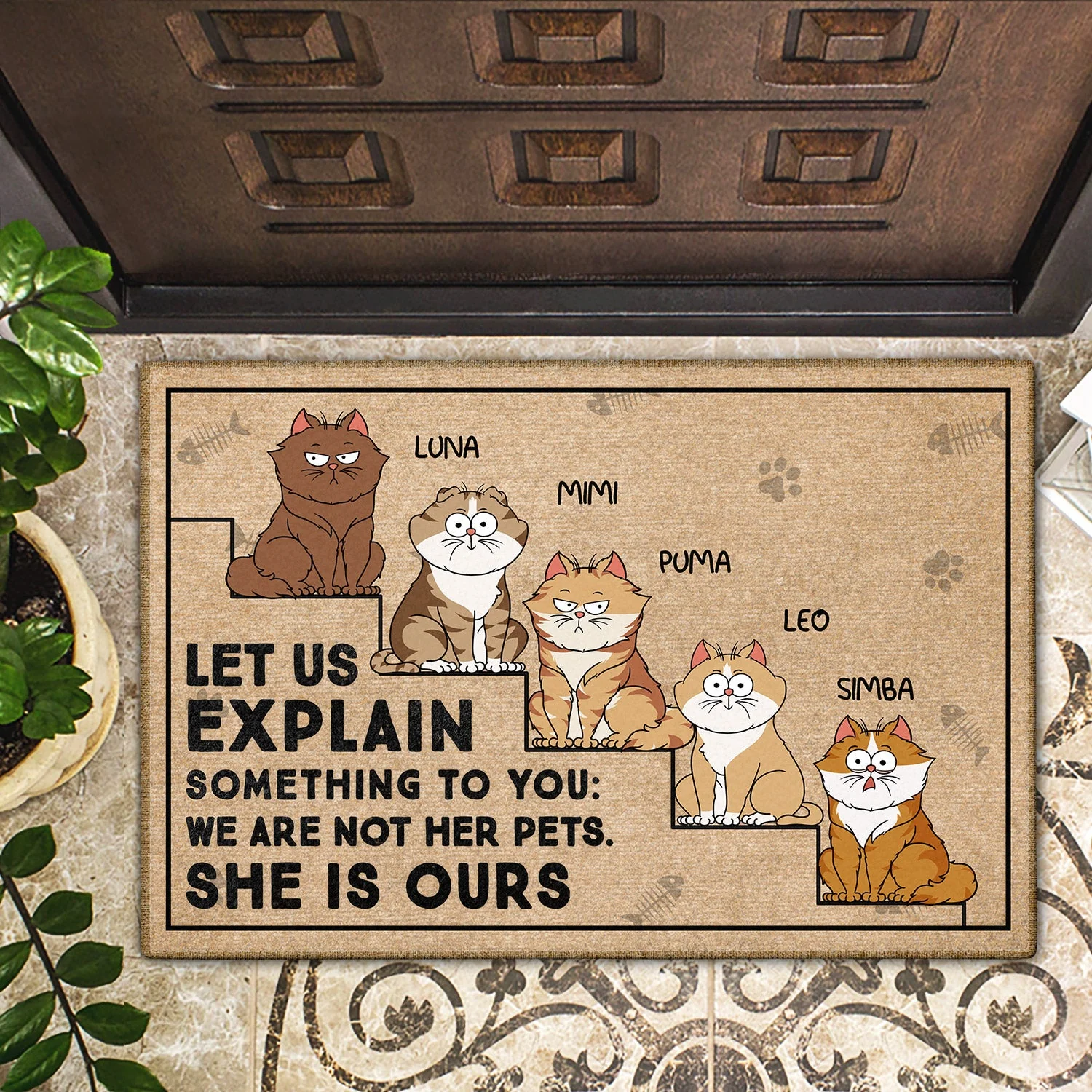 Let Us Explain Something To You - Birthday, Funny, Home Decor, Housewarming, Gift For Cat Lovers, Cat Mom, Cat Dad - Personalized Doormat - Image 2