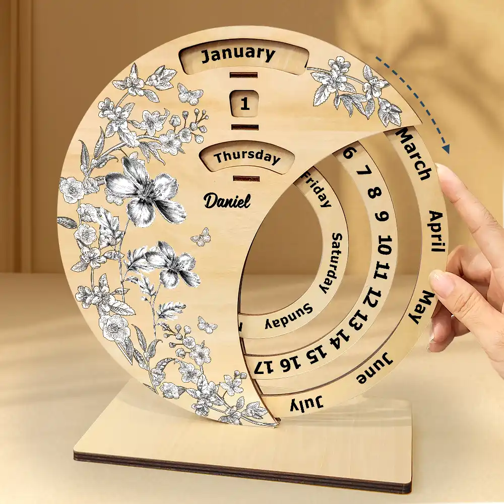 Let Your Birth Month Flower Bloom In Time - Personalized Spinning Perpetual Desk Calendar - Image 4