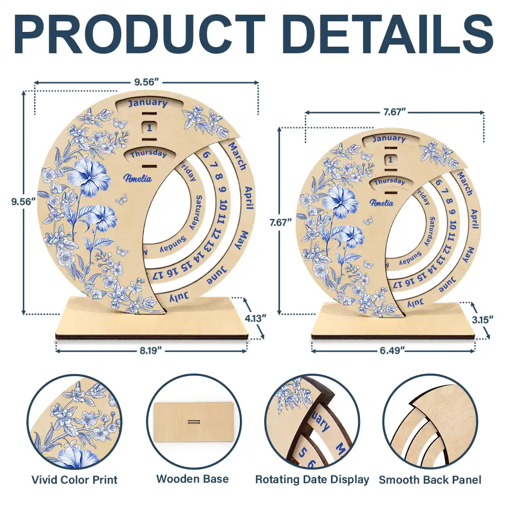 Let Your Birth Month Flower Bloom In Time - Personalized Spinning Perpetual Desk Calendar - Image 5