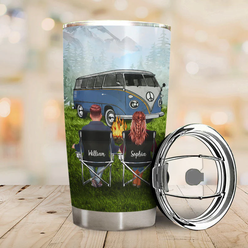 Let's Sit By The Campfire - Gift For Camping Lovers - Personalized Custom Tumbler - Image 2