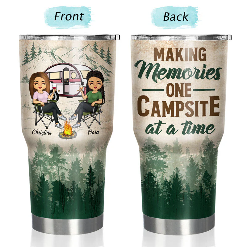 Let's Sit By The Campfire Husband Wife Camping - Couple Gift - Personalized Custom 30 Oz Tumbler - Image 3