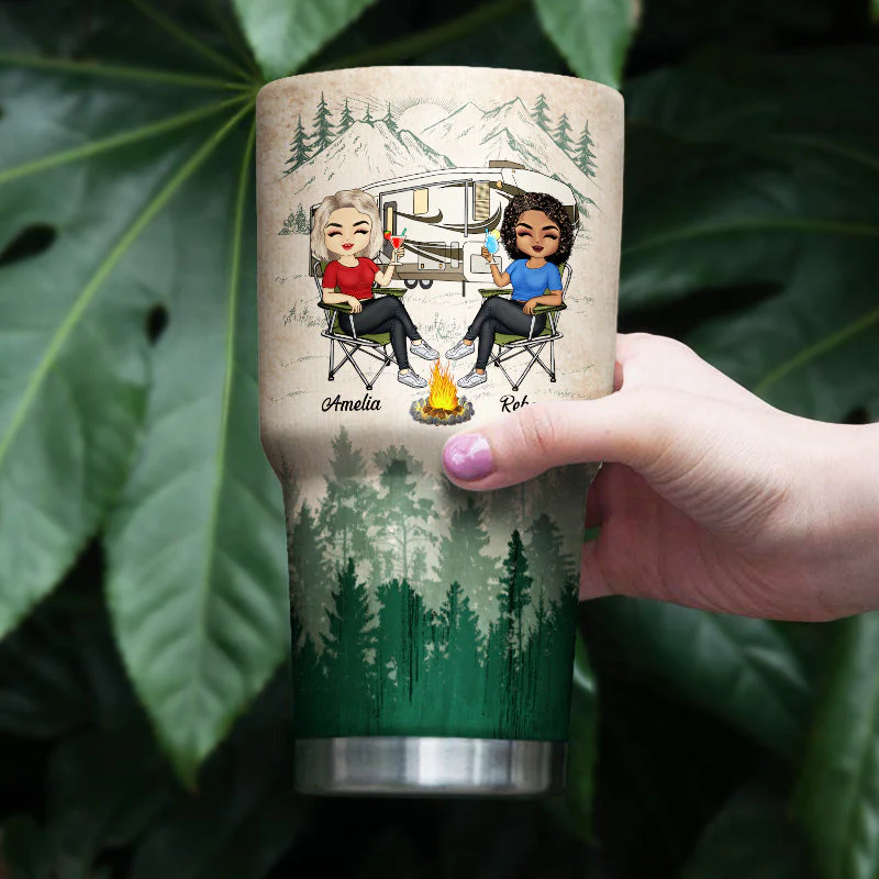 Let's Sit By The Campfire Husband Wife Camping - Couple Gift - Personalized Custom 30 Oz Tumbler - Image 4