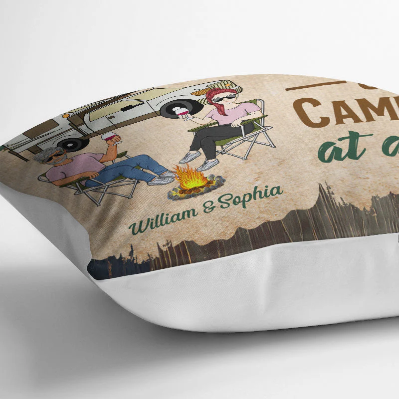 Let's Sit By The Campfire Husband Wife Camping Couple - Personalized Custom Pillow - Image 3