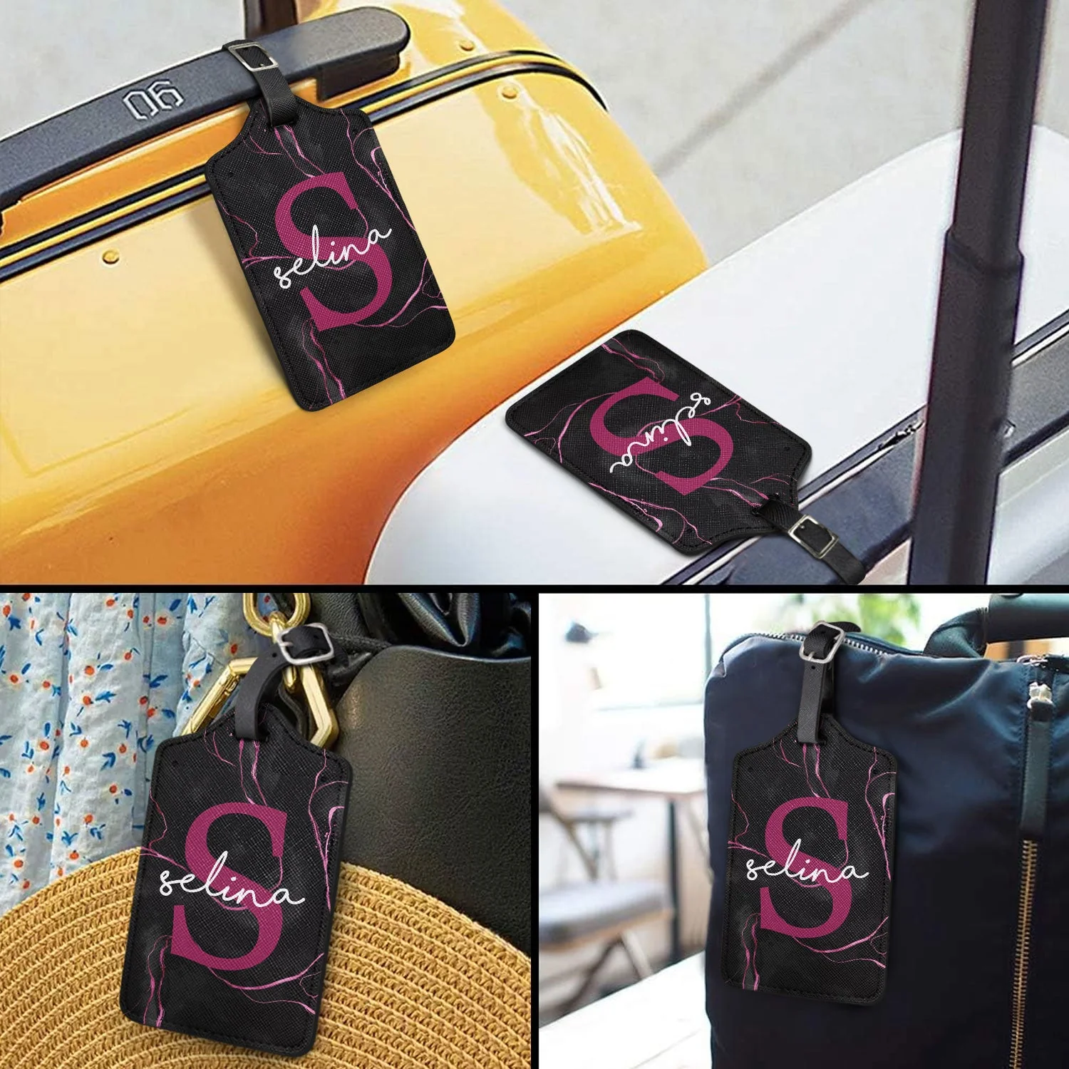 Letter Monogram Aesthetic Style - Gift For Traveling Lovers, Travelers, Him, Her, BFF Best Friends, Besties - Personalized Luggage Tag - Image 3
