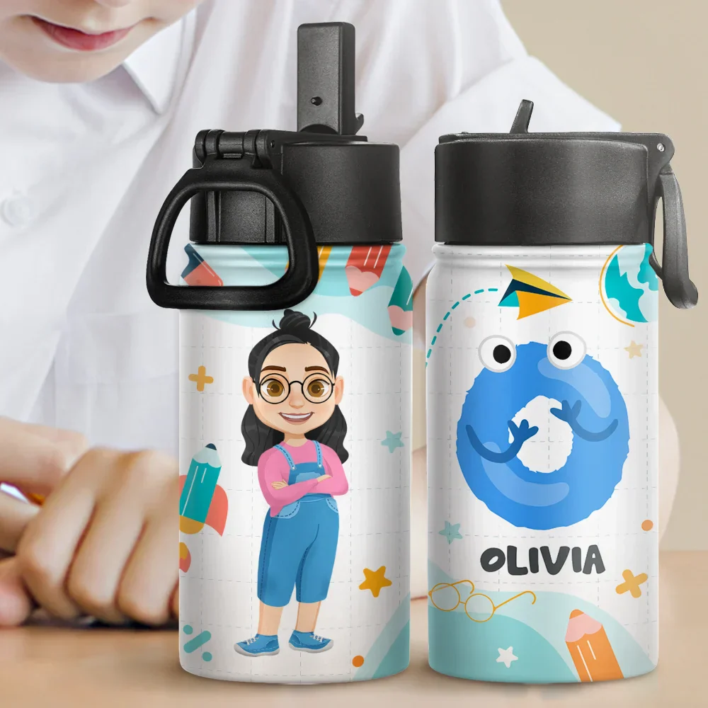 Letter Monogram School - Personalized Kids Water Bottle - Image 2