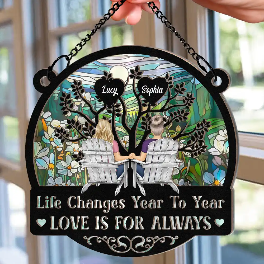 Life Changes Year To Year - Personalized Window Hanging Suncatcher Ornament - Image 2