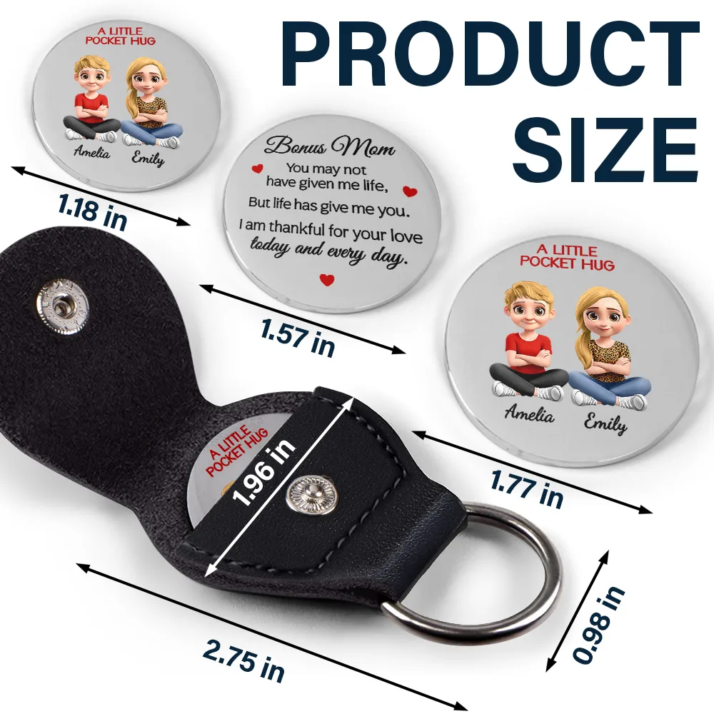 Life Has Given Me You Bonus Mom - Personalized Leather Pocket Hug - Image 5