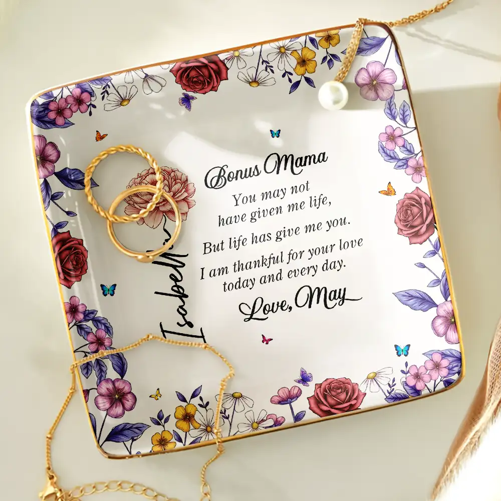 Life Has Given Me You Bonus Mom - Personalized Ring Dish - Image 4