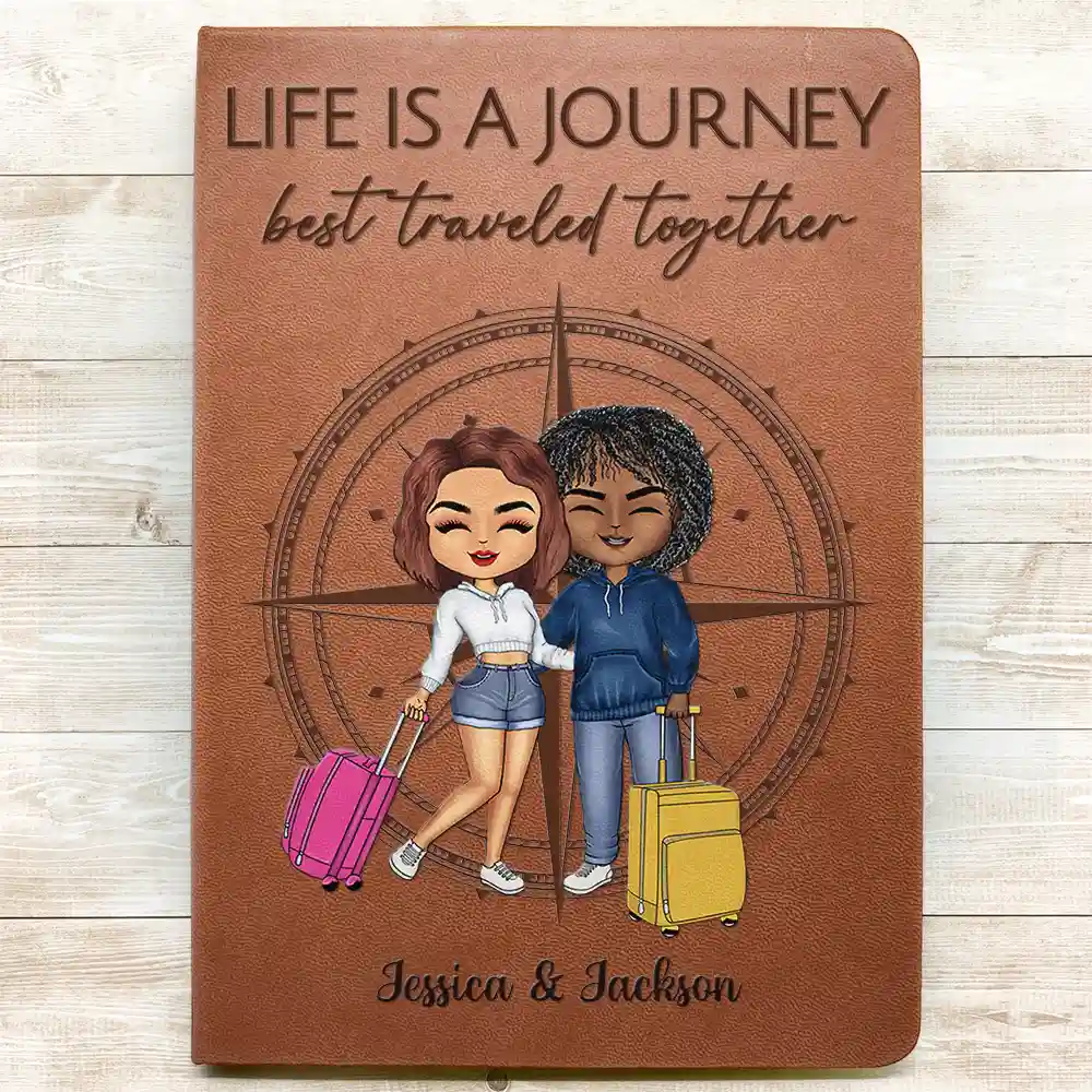Life Is A Journey Best Traveled Together - Personalized Leather Journal - Image 3