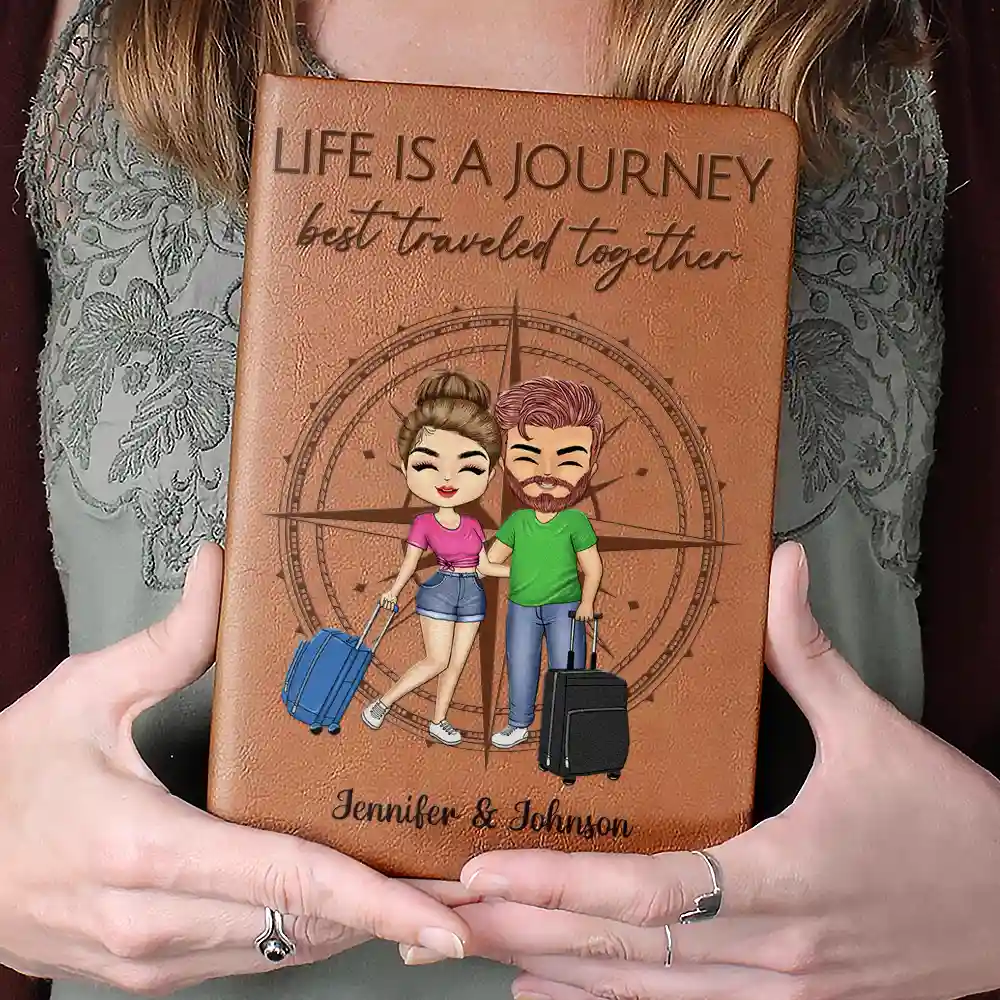 Life Is A Journey Best Traveled Together - Personalized Leather Journal - Image 4