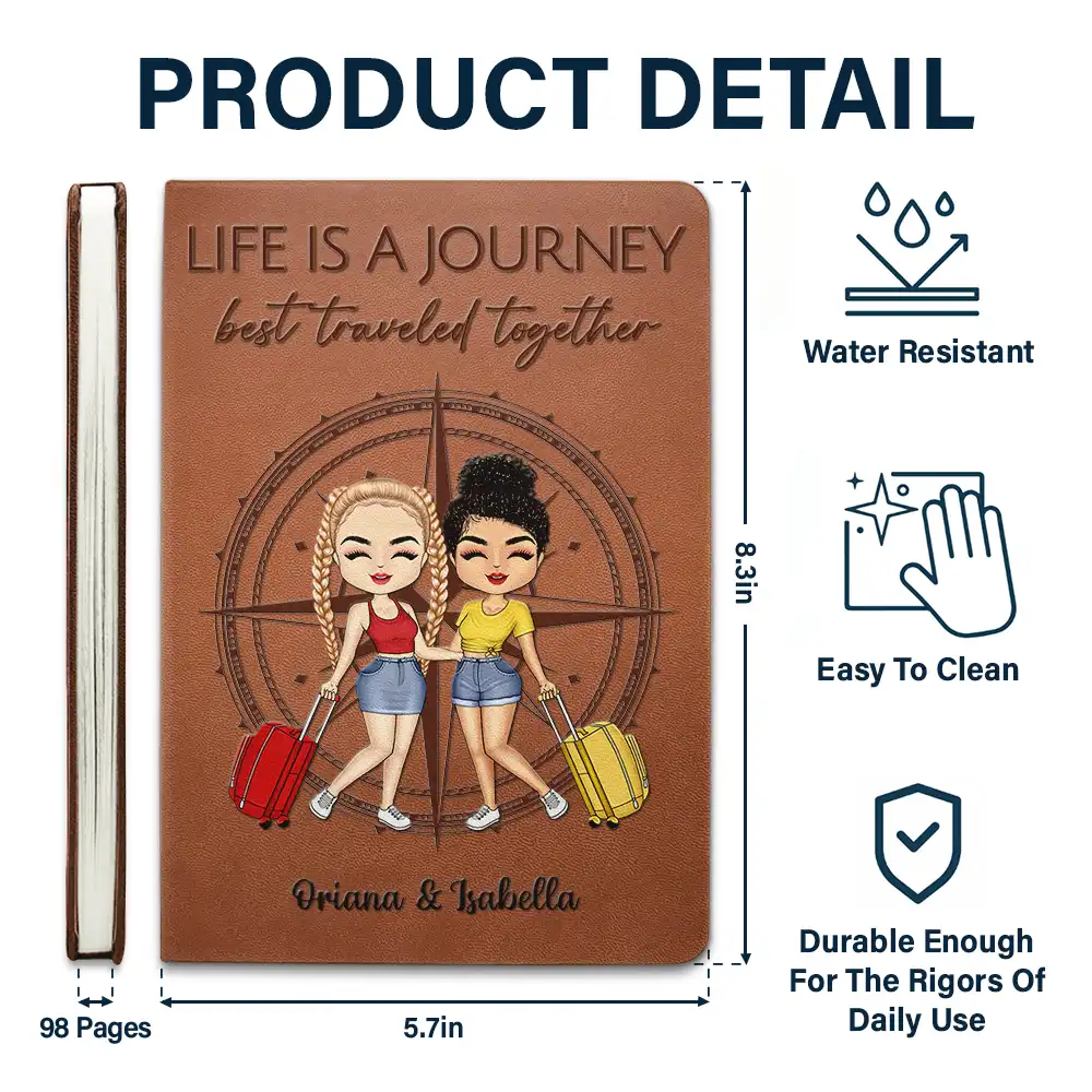 Life Is A Journey Best Traveled Together - Personalized Leather Journal - Image 5