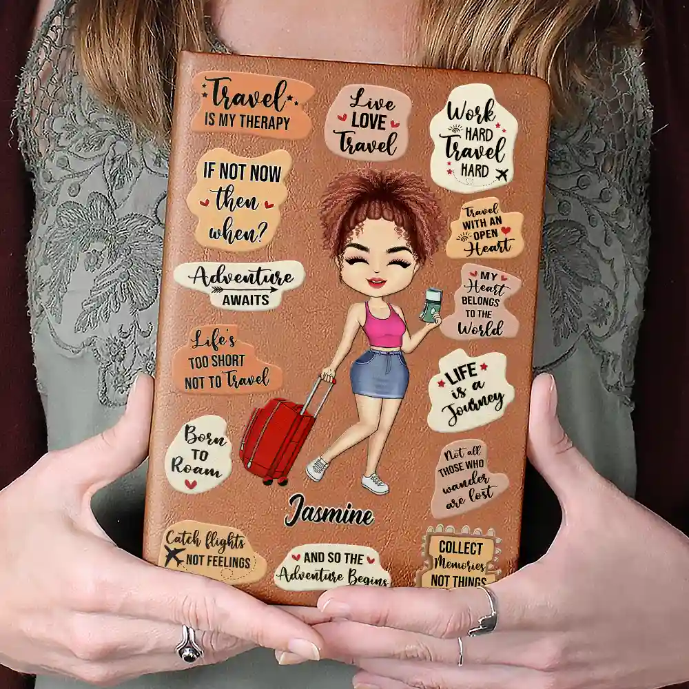 Life Is A Journey Travel Lovers - Personalized Leather Journal - Image 4