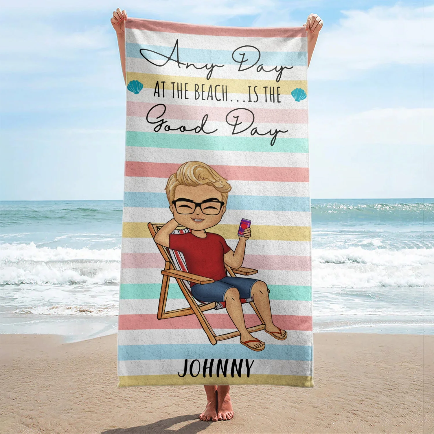 Life Is Better At The Beach Color Striped - Gift For Her, Him, Besties, Family - Personalized Custom Beach Towel - Image 2