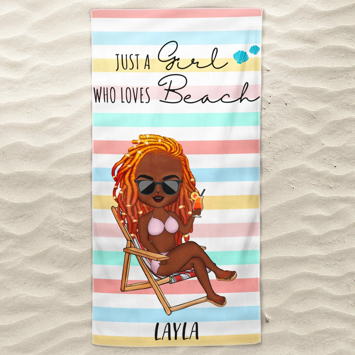 Life Is Better At The Beach Color Striped - Gift For Her, Him, Besties, Family - Personalized Custom Beach Towel - Image 3