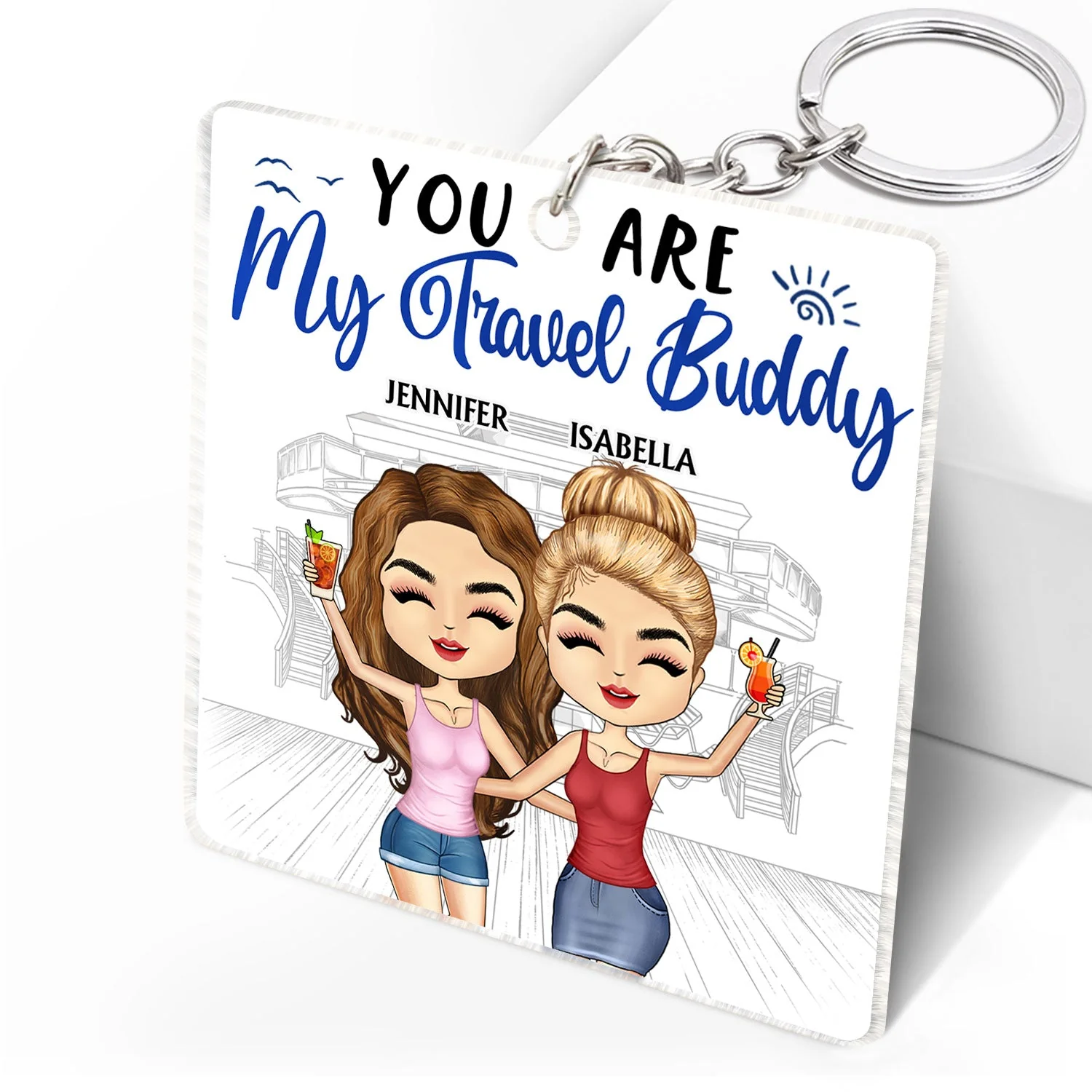 Life Is Better On A Cruise With Best Friends - Birthday, Traveling, Cruising Gift For BFF, Siblings, Colleagues - Personalized Custom Acrylic Keychain - Image 2
