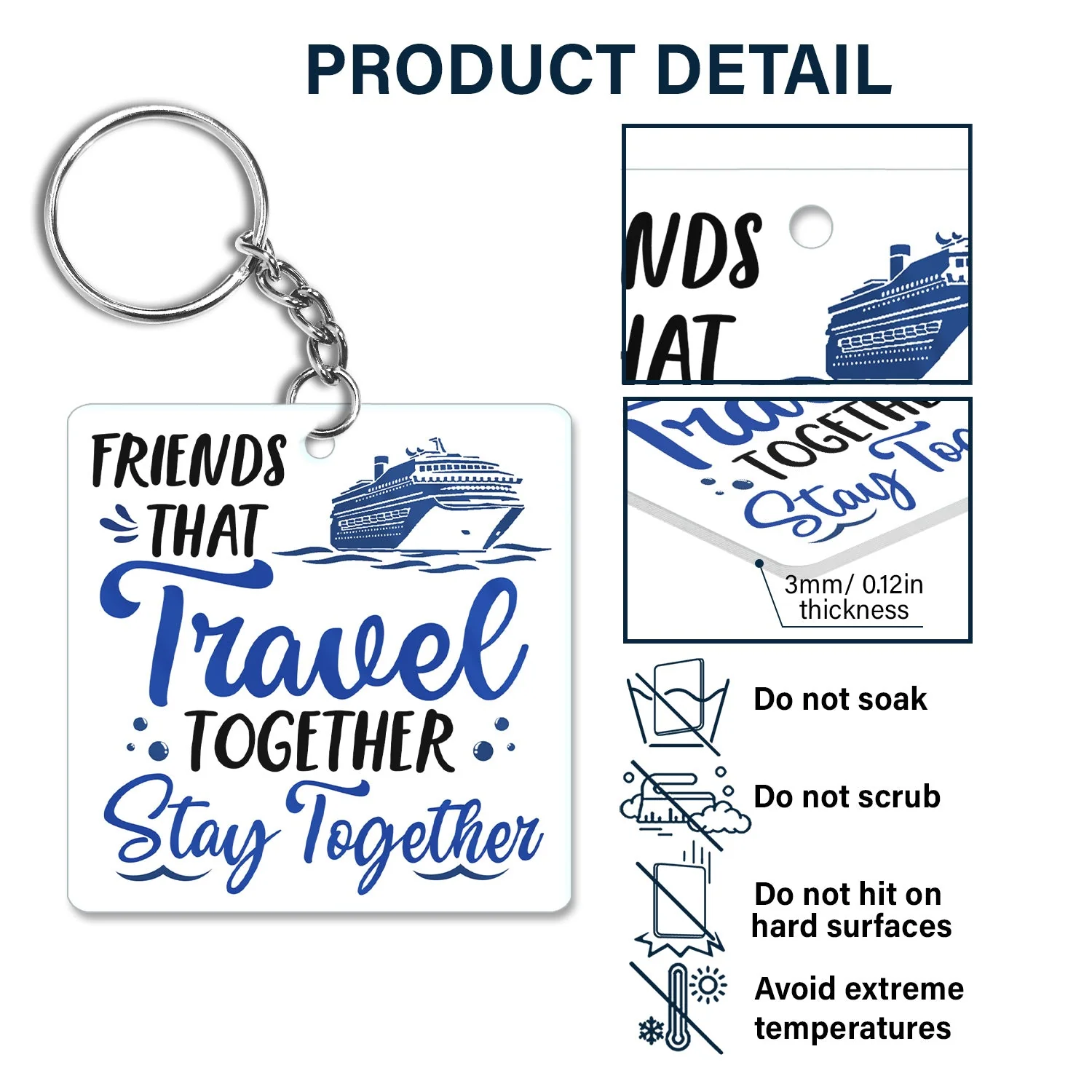 Life Is Better On A Cruise With Best Friends - Birthday, Traveling, Cruising Gift For BFF, Siblings, Colleagues - Personalized Custom Acrylic Keychain - Image 5