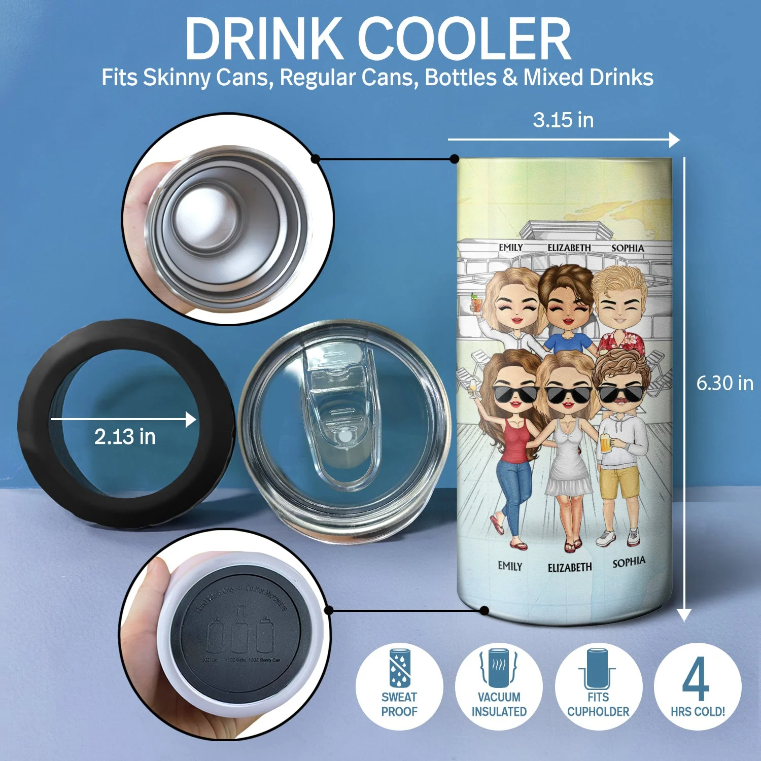 Life Is Better On A Cruise With Best Friends - Traveling, Cruising Gift For BFF, Siblings, Colleagues - Personalized Custom 4 In 1 Can Cooler Tumbler - Image 4