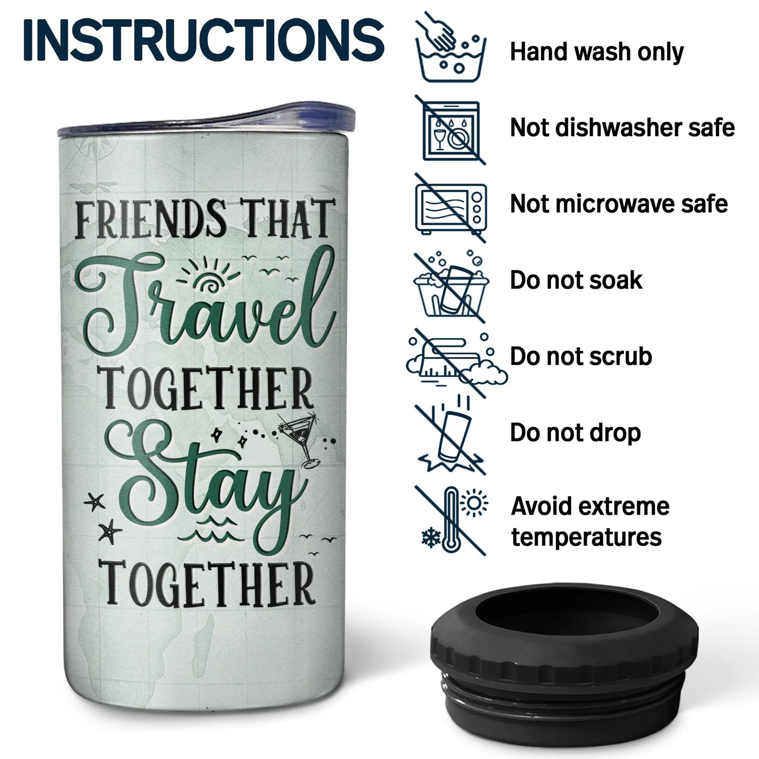 Life Is Better On A Cruise With Best Friends - Traveling, Cruising Gift For BFF, Siblings, Colleagues - Personalized Custom 4 In 1 Can Cooler Tumbler - Image 5