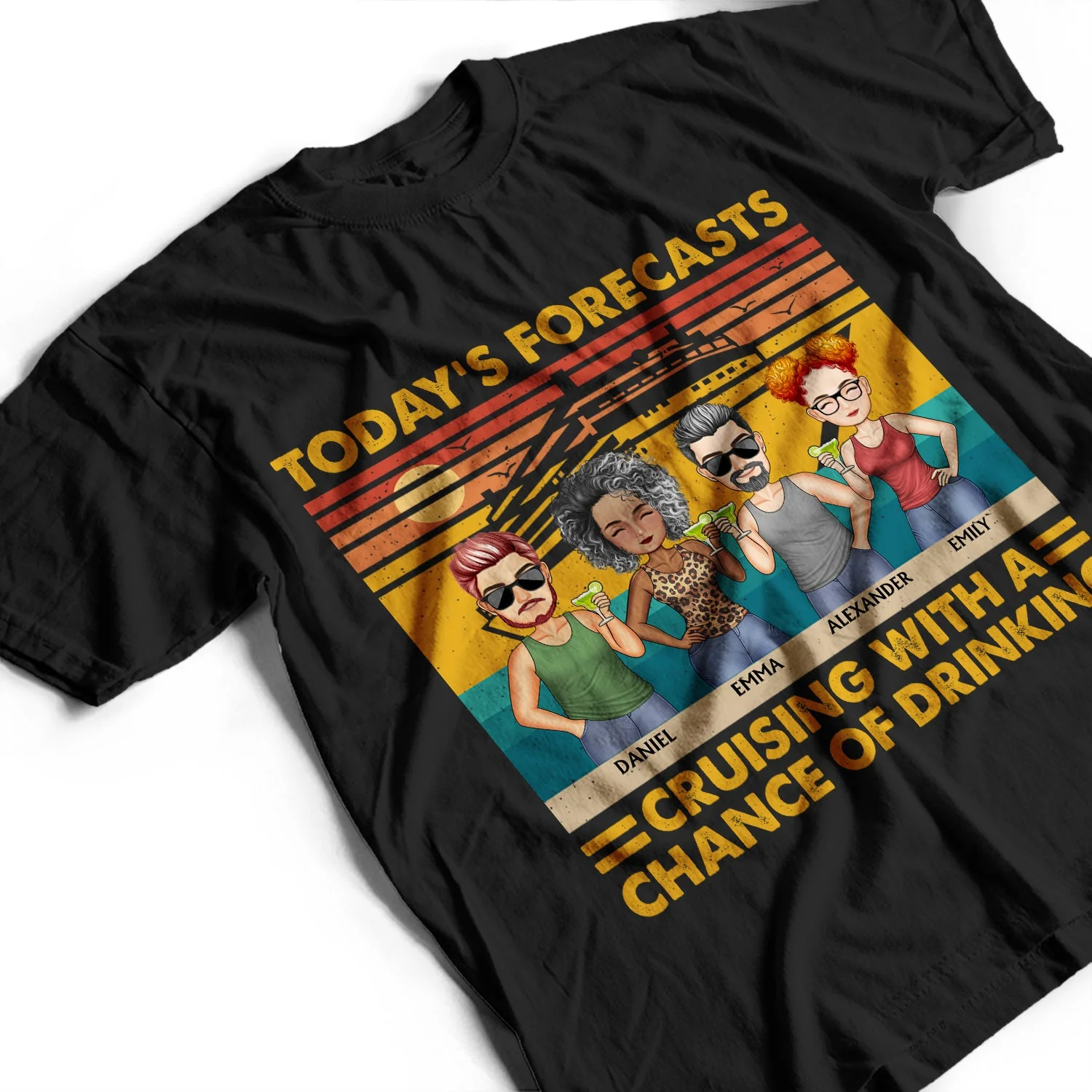 Life Is Better On A Cruise With Best Friends Vintage - Traveling, Vacation, Anniversary, Birthday Gift For Besties - Personalized Custom T Shirt - Image 3