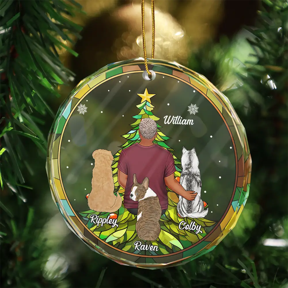 Life Is Better With A Dog Christmas - Personalized Circle Glass Ornament - Image 3