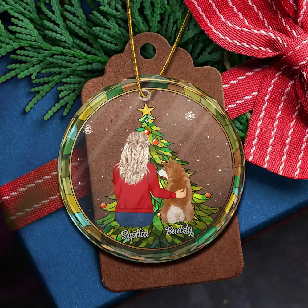 Life Is Better With A Dog Christmas - Personalized Circle Glass Ornament - Image 5