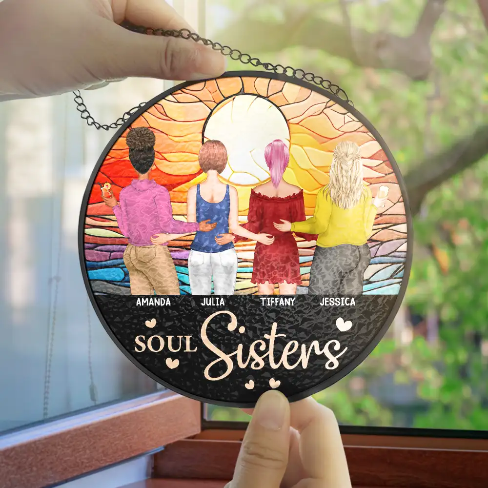 Life Is Better With Besties Forever - Personalized Stained Glass Window Hanging Suncatcher - Image 4