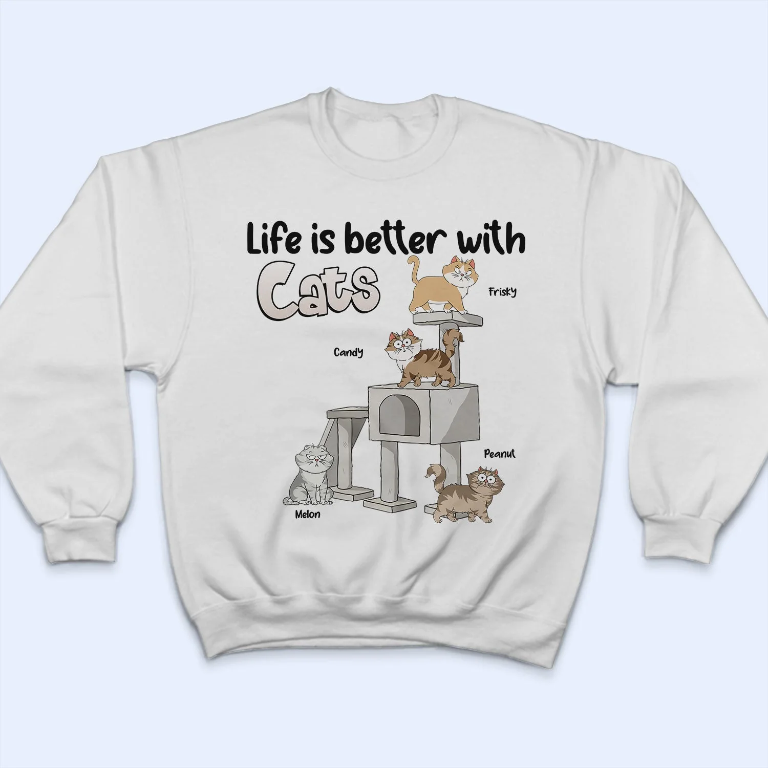 Life Is Better With Cats Funny Cartoon Style - Gift For Cat Lovers, Cat Mom, Cat Dad - Personalized T Shirt - Image 5