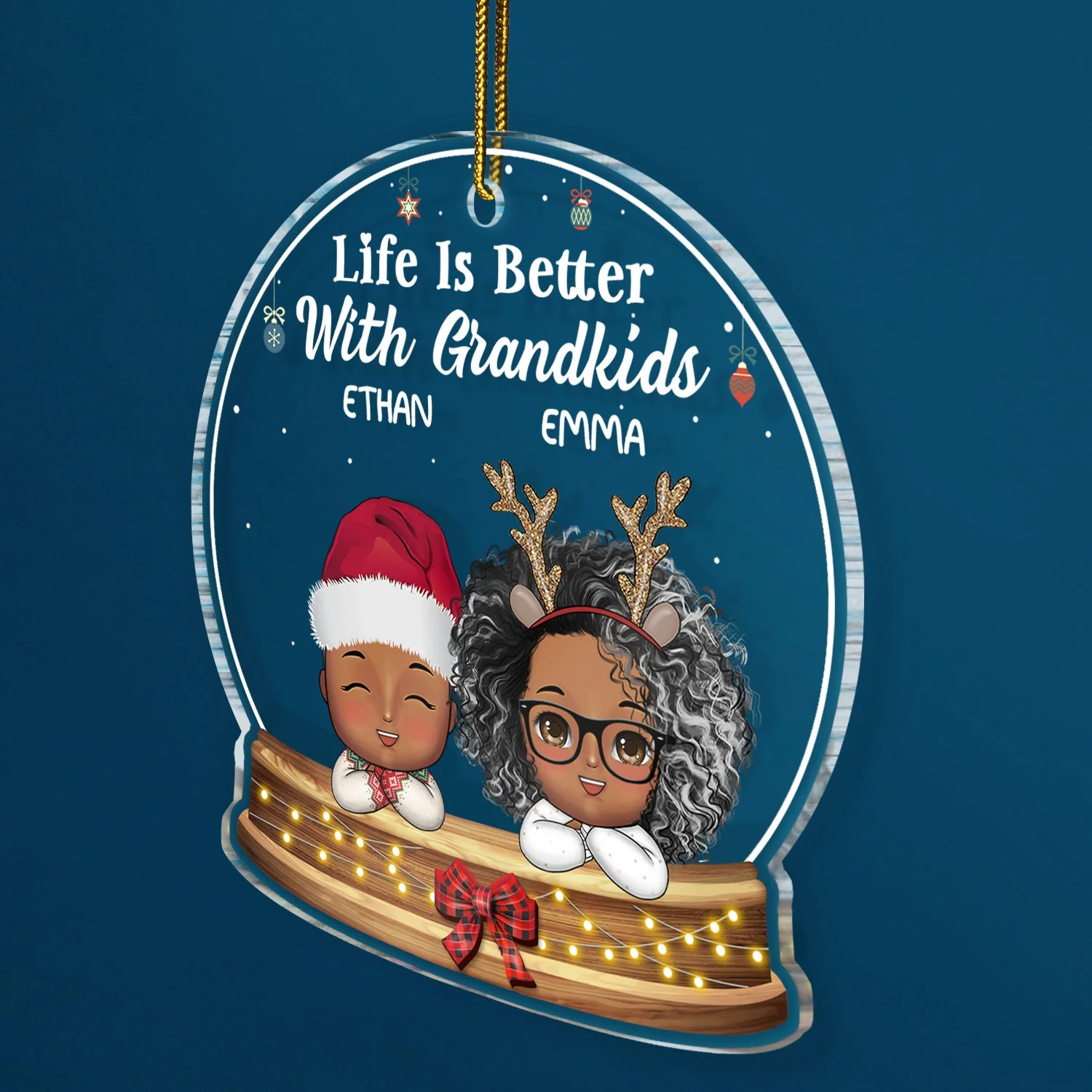 Life Is Better With Grandkids - Christmas, Loving Gift For Grandpa, Grandma, Grandparents - Personalized Custom Shaped Acrylic Ornament - Image 2