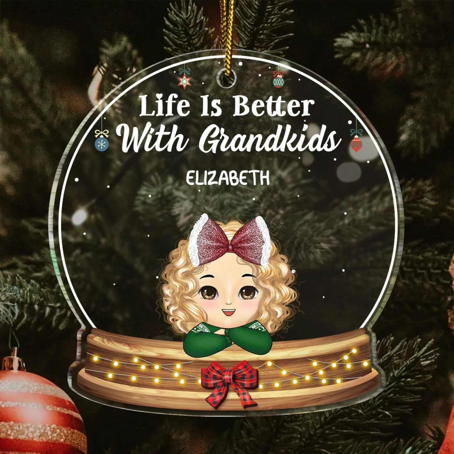 Life Is Better With Grandkids - Christmas, Loving Gift For Grandpa, Grandma, Grandparents - Personalized Custom Shaped Acrylic Ornament - Image 3