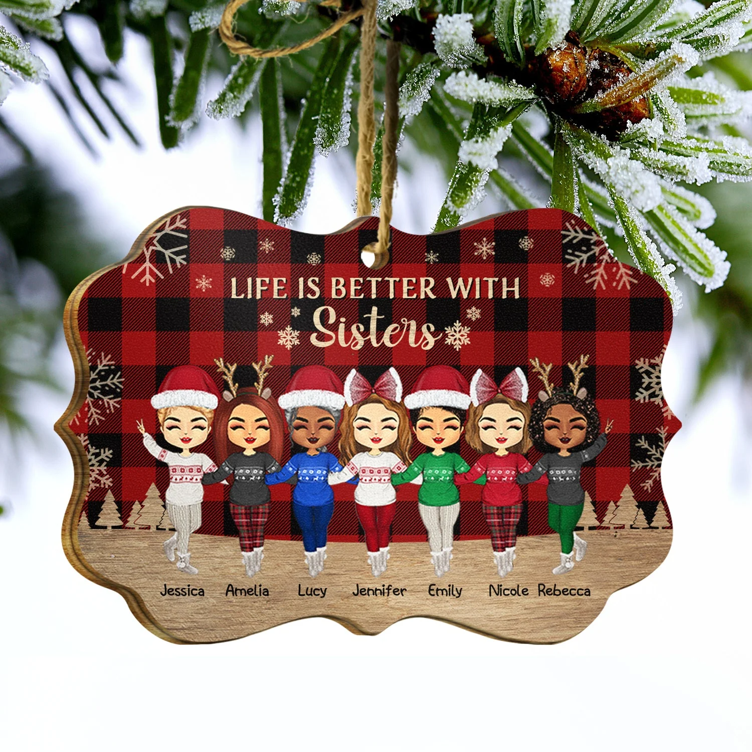 Life Is Better With Sisters And Brothers, Best Friends - Christmas Gift - Personalized Wooden Ornament - Image 3