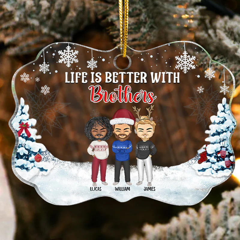Life Is Better With Sisters & Brothers - Christmas Gift For Siblings And Best Friends - Personalized Custom Medallion Acrylic Ornament - Image 2