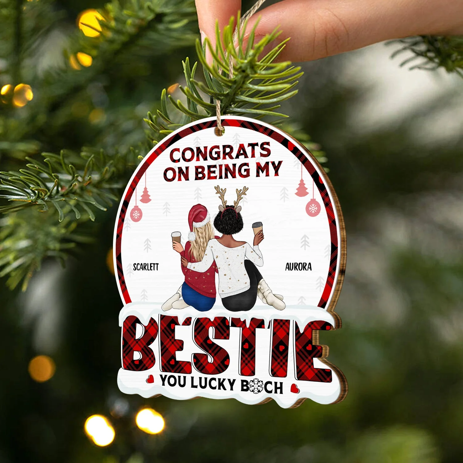 Life Is Better With You - Christmas Gift For Women, Bestie, Sister - Personalized Custom Shaped Wooden Ornament - Image 2