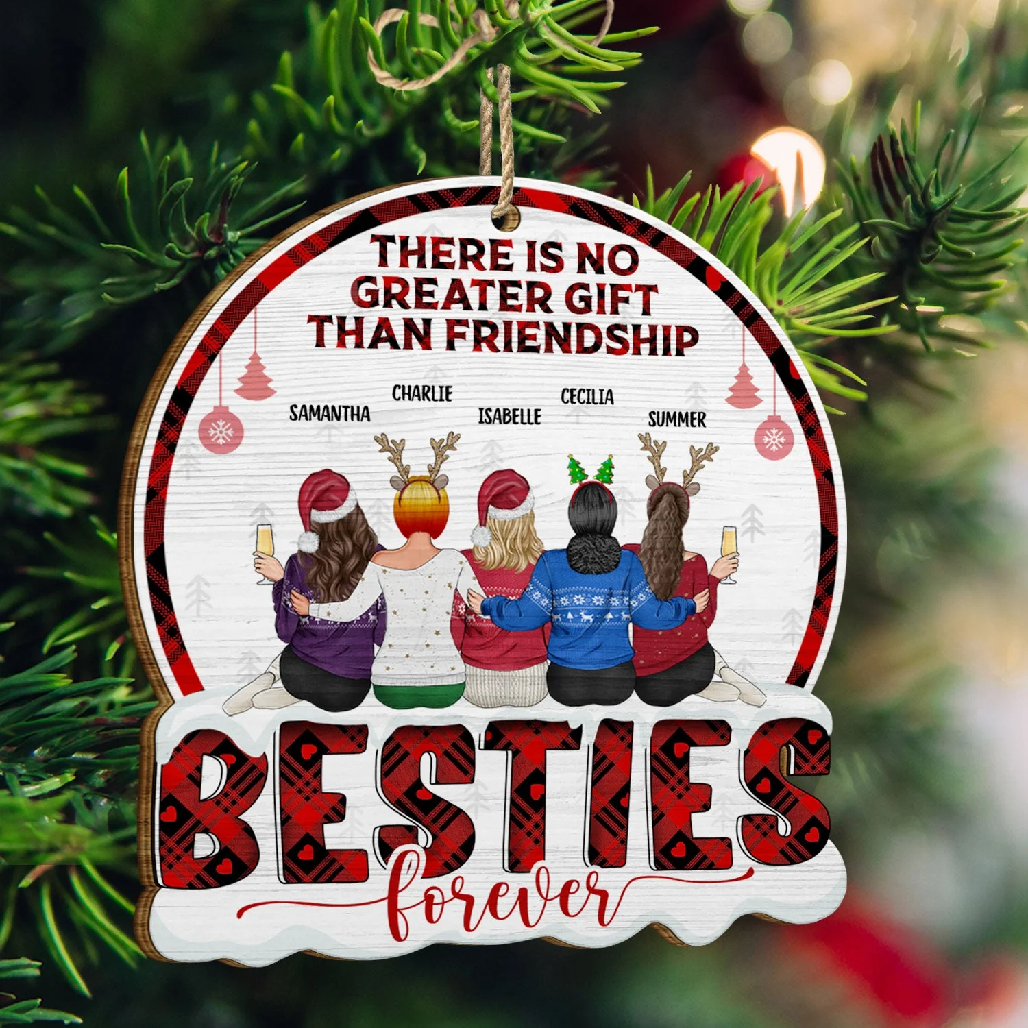 Life Is Better With You - Christmas Gift For Women, Bestie, Sister - Personalized Custom Shaped Wooden Ornament - Image 3