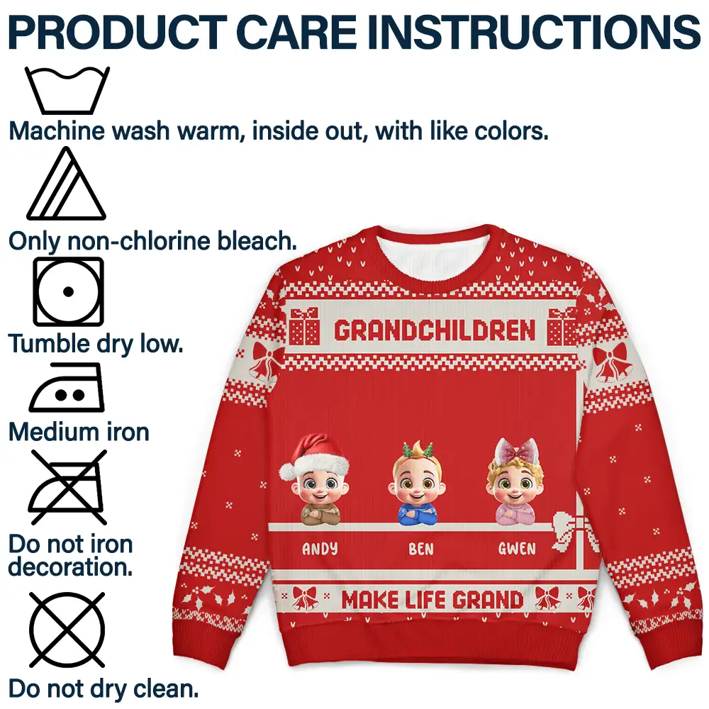 Life Is Grand With Grandkids - Personalized Unisex Ugly Sweater - Image 7