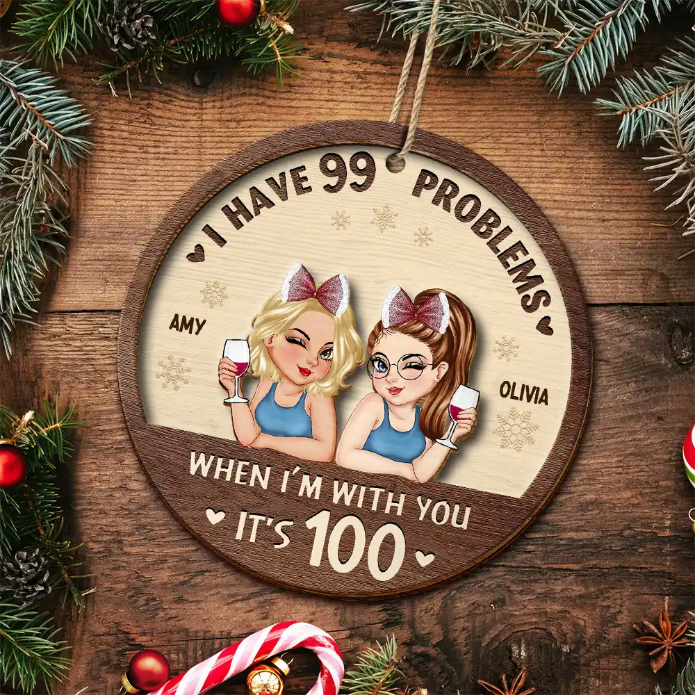 Life With My Extra Problems - Personalized 2-Layered Wooden Ornament - Image 4