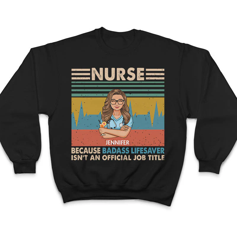 Lifesaver Official Job Title Nurses Vintage - Gift For Nurse - Personalized Custom T Shirt - Image 5