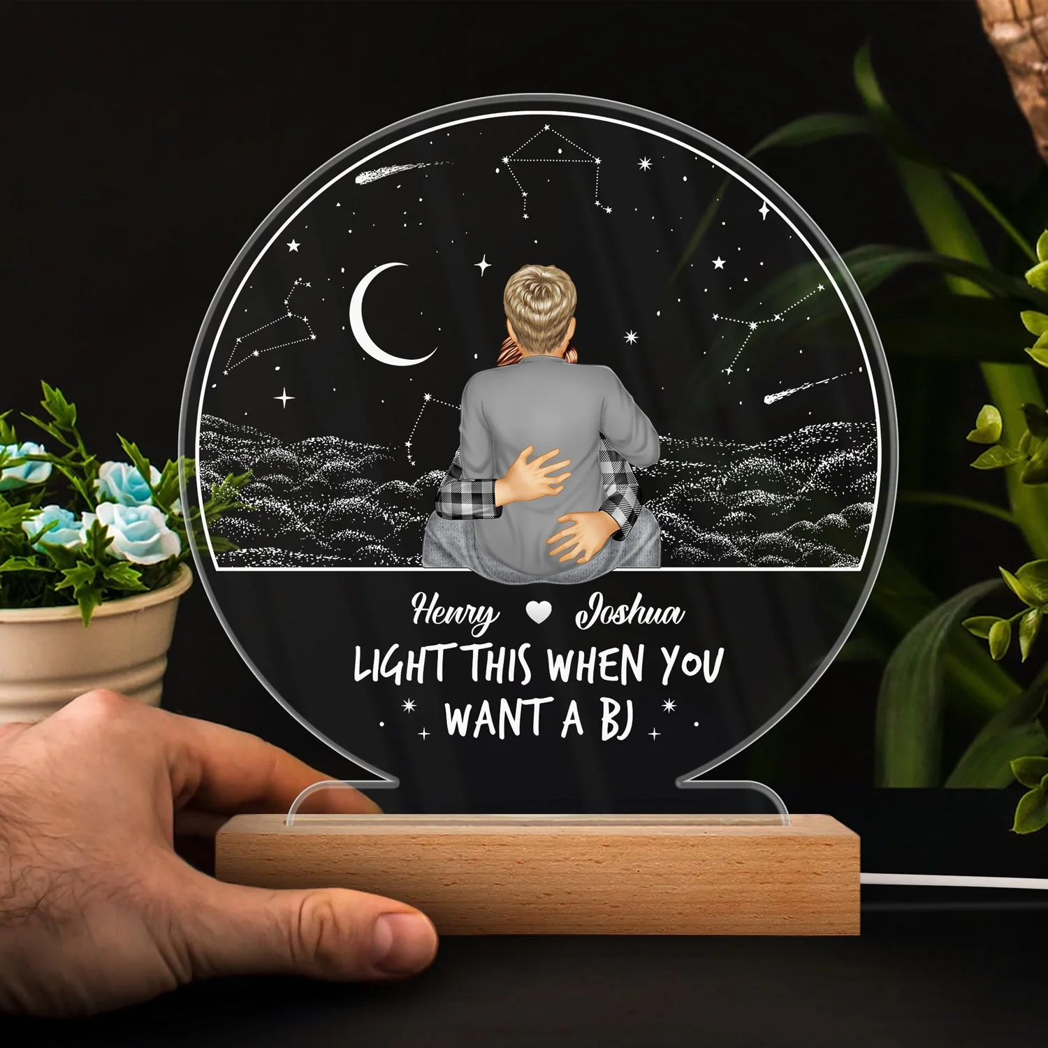 Light This When You Want - Gift For Couple - Personalized 3D Led Light Wooden Base - Image 4