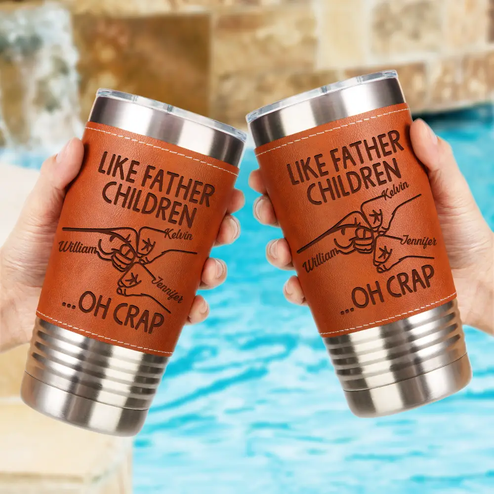 Like Father Like Daughter - Personalized Leather Tumbler - Image 2