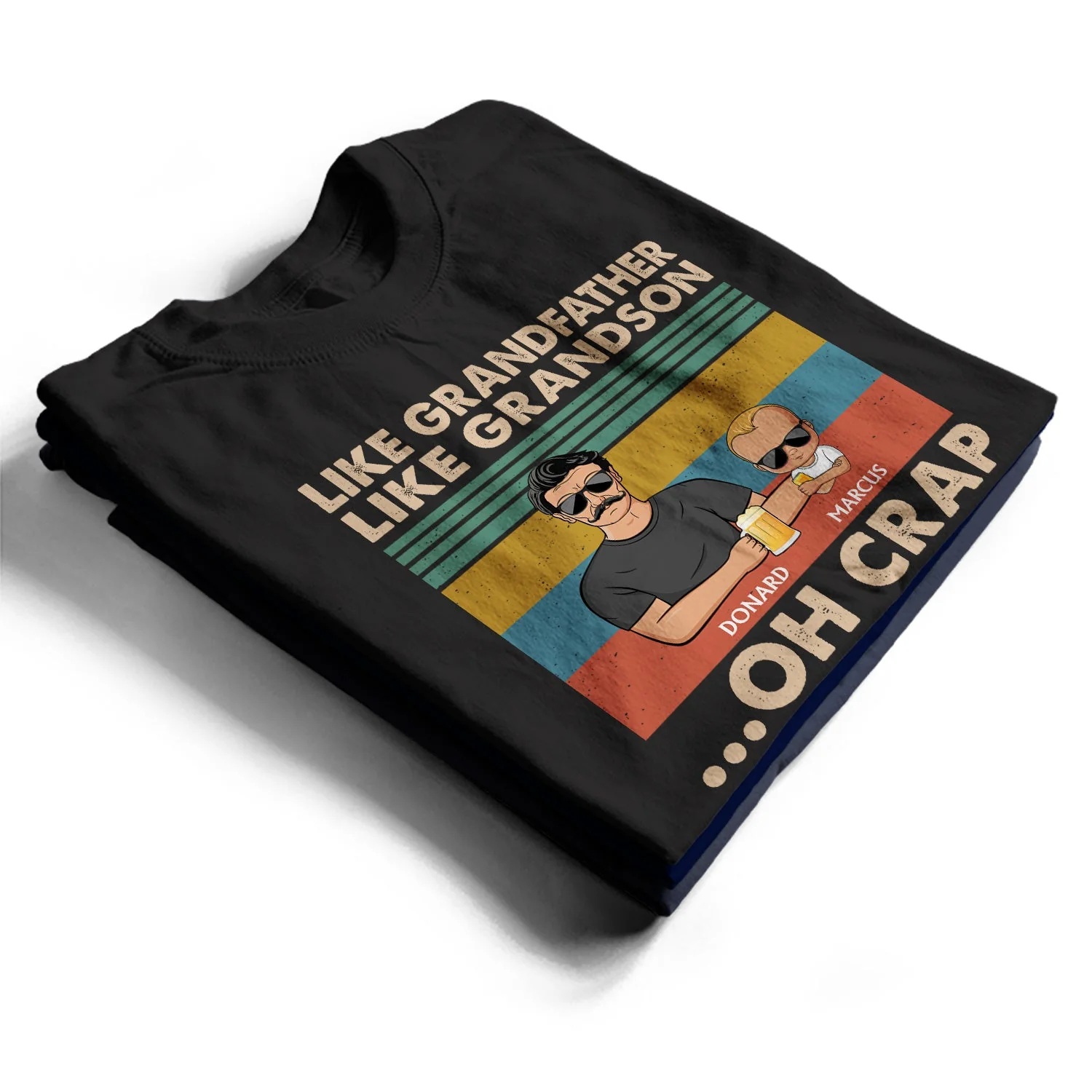 Like Father Like Daughter, Son, Granddaughter, Grandson - Birthday, Loving Gift For Dad, Grandpa, Grandfather - Personalized Custom T Shirt - Image 2