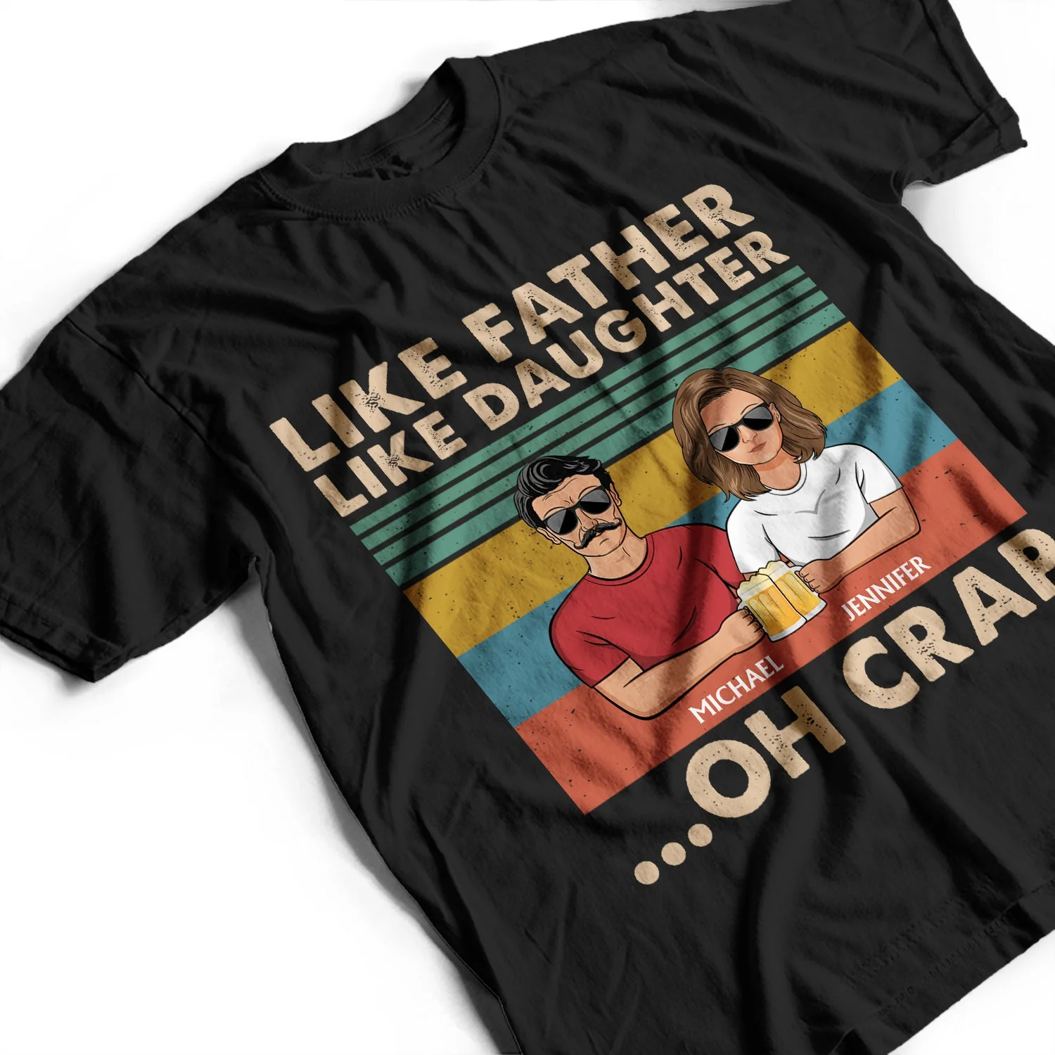 Like Father Like Daughter, Son, Granddaughter, Grandson - Birthday, Loving Gift For Dad, Grandpa, Grandfather - Personalized Custom T Shirt - Image 3