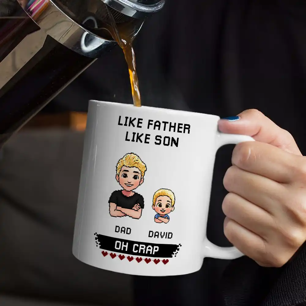 Like Mother Father Like Daughter Son Oh Crap Pixel Art - Personalized Mug - Image 5