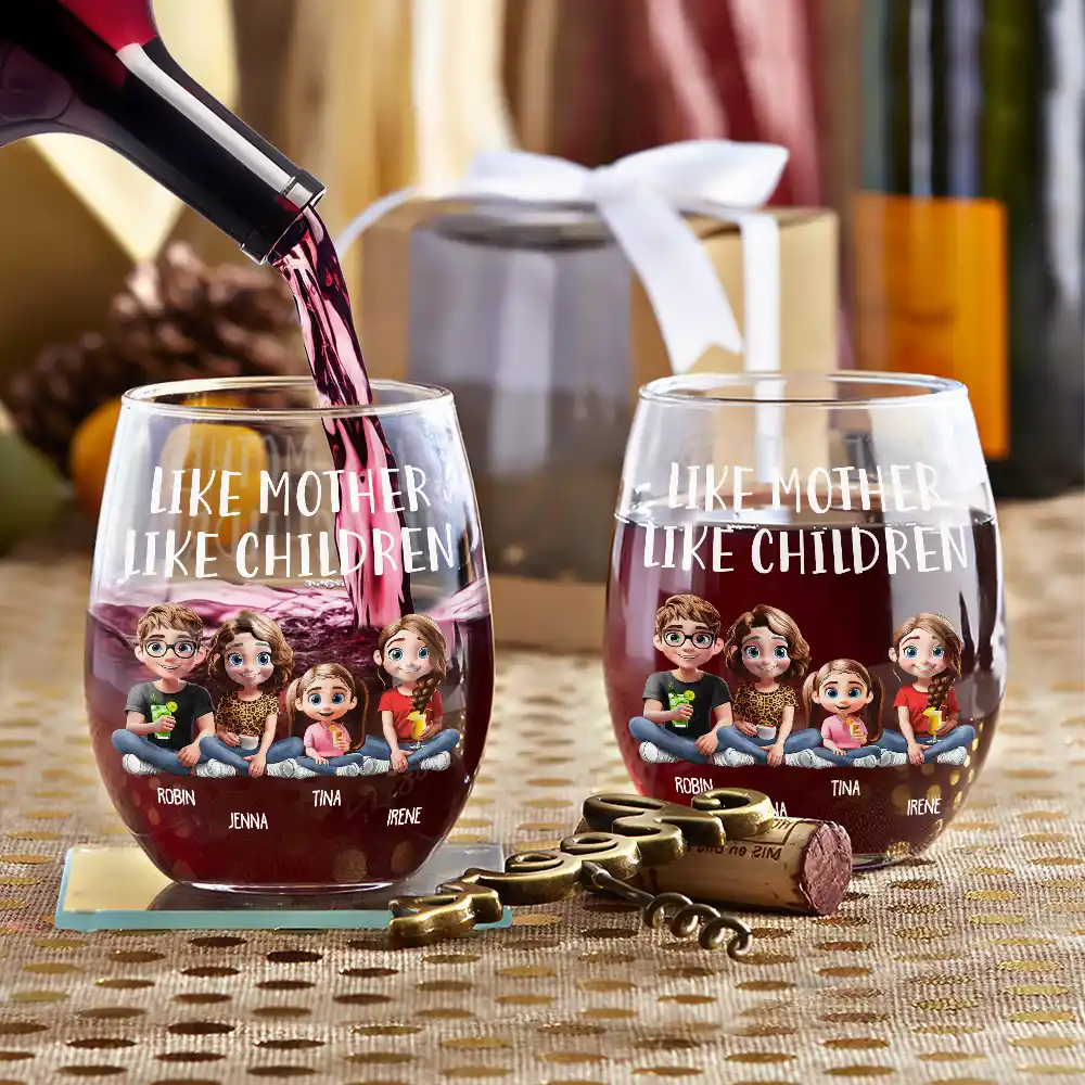 Like Mother Like Daughter 3D Effect - Personalized Stemless Wine Glass - Image 3