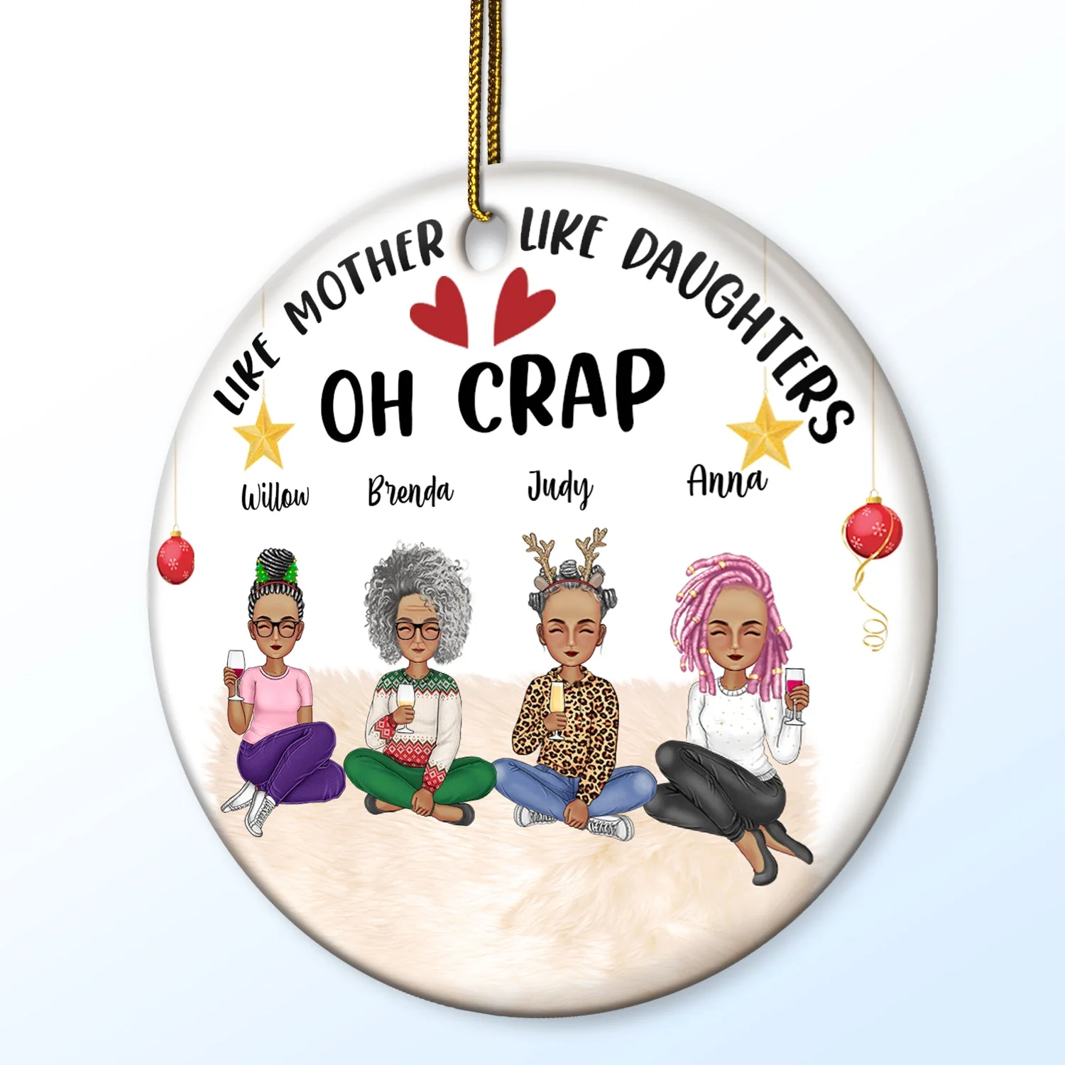 Like Mother Like Daughter - Christmas Gift For Mother Daughter - Personalized Circle Ceramic Ornament - Image 2