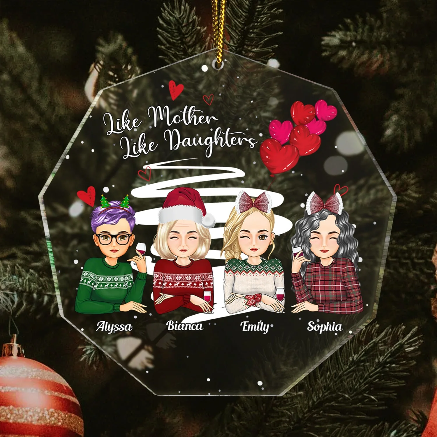 Like Mother Like Daughter - Christmas Gift For Mother Daughter - Personalized Custom Shaped Acrylic Ornament - Image 3