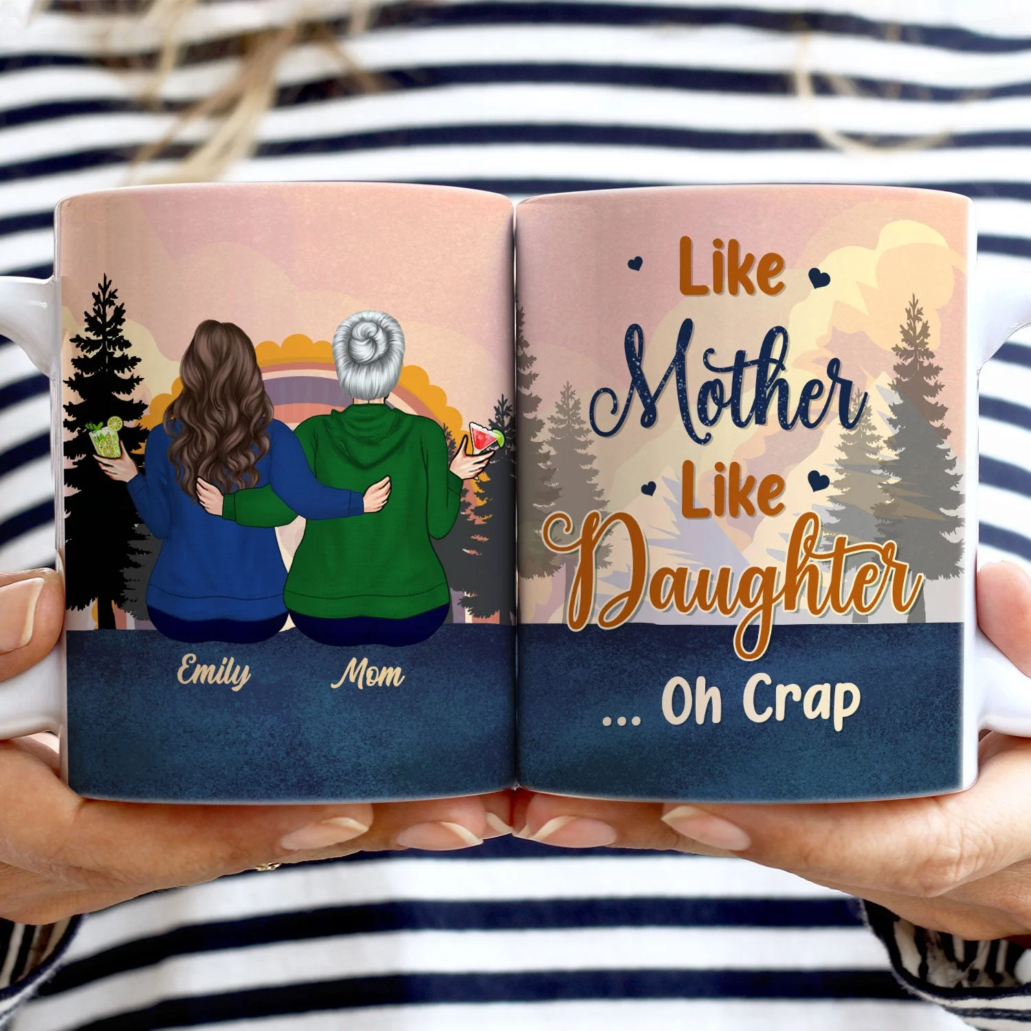 Like Mother Like Daughter - Gift For Mother Daughter Son - Personalized Custom White Edge-to-Edge Mug - Image 2