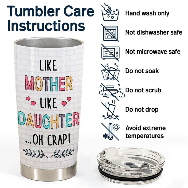 Like Mother Like Daughter Oh Crap Family Mom Daughter - Mother Gift - Personalized Custom Tumbler - Image 5