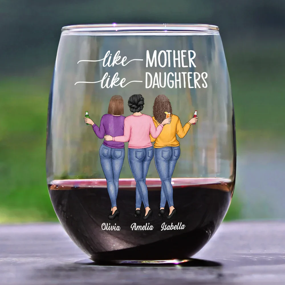 Like Mother Like Daughter - Personalized Stemless Wine Glass - Image 2
