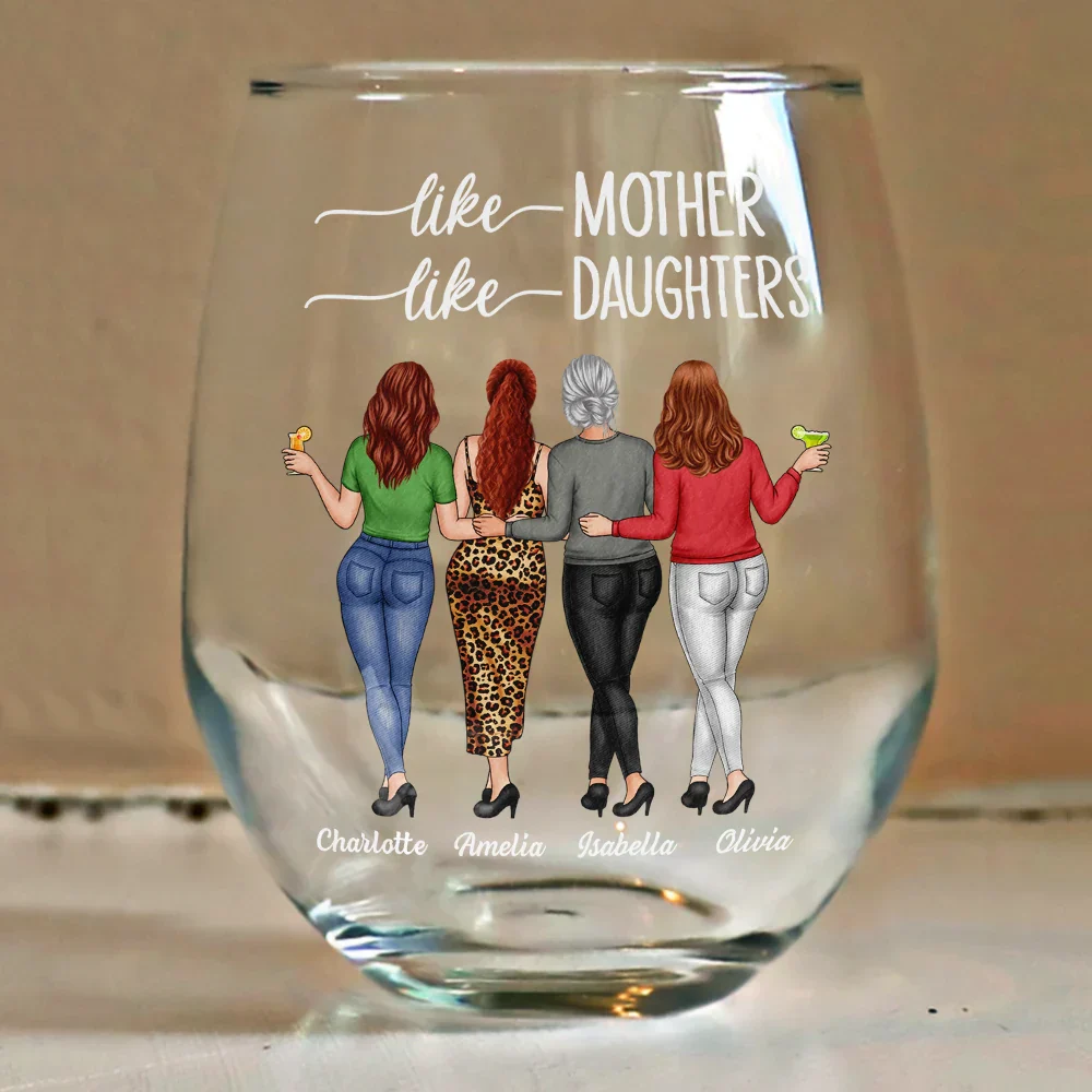 Like Mother Like Daughter - Personalized Stemless Wine Glass - Image 4
