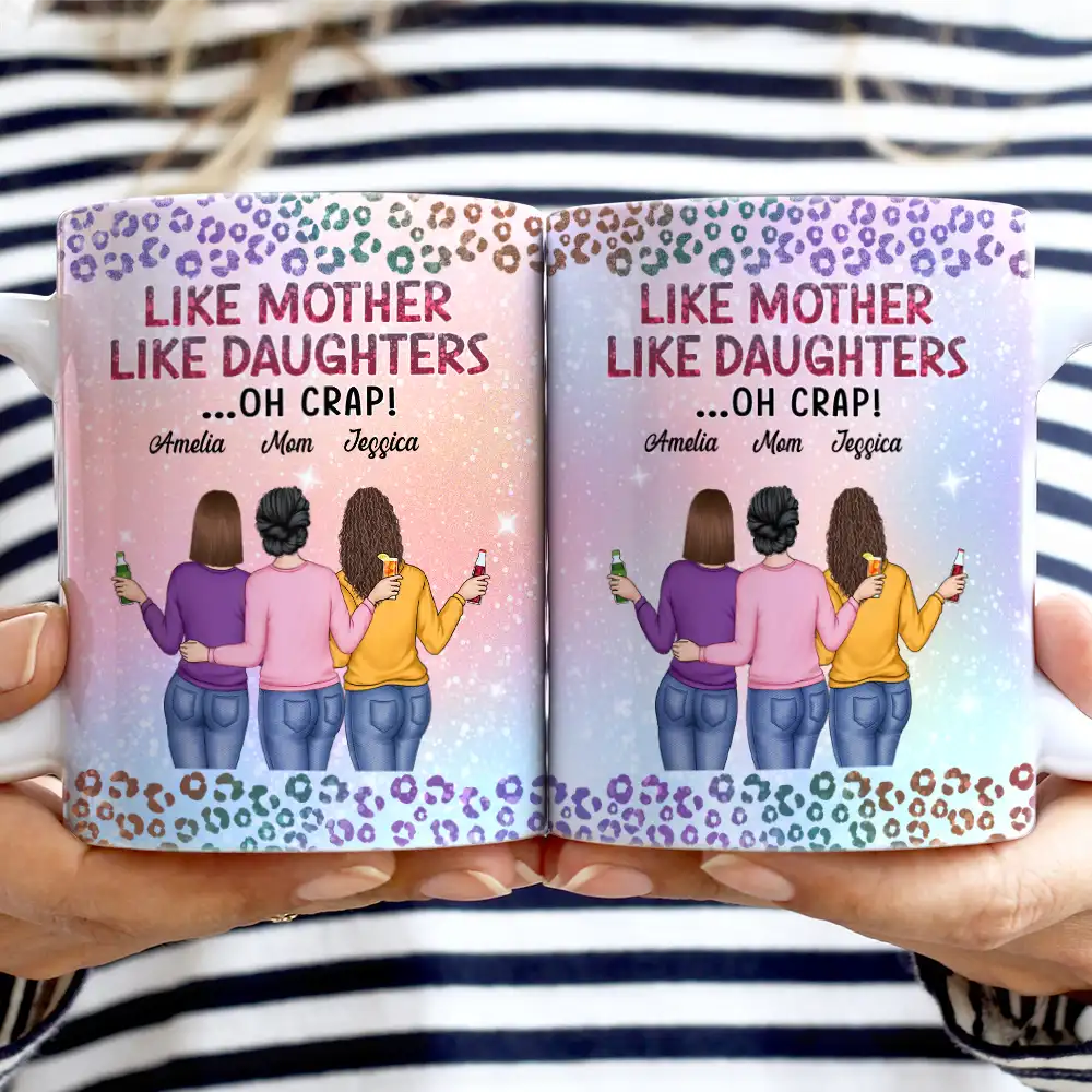 Like Mother Like Daughter Twinkle Leopard - Personalized White Edge-to-Edge Mug - Image 2